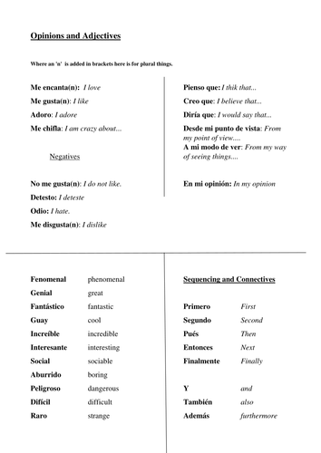 Opiniones, conectores y adjetivos