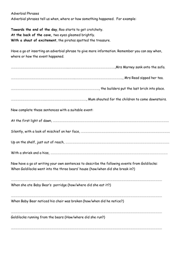 Adjective and adverb phrases image