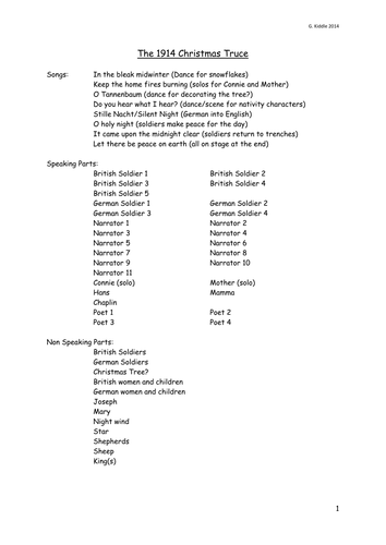 1914 Christmas Truce Playscript | Teaching Resources