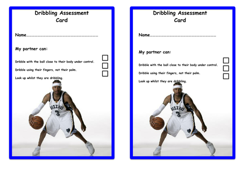 Basketball Dribbling Assessment Sheet