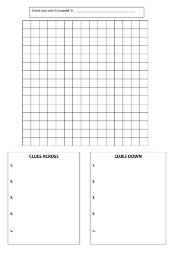 Create your own crossword Teaching Resources