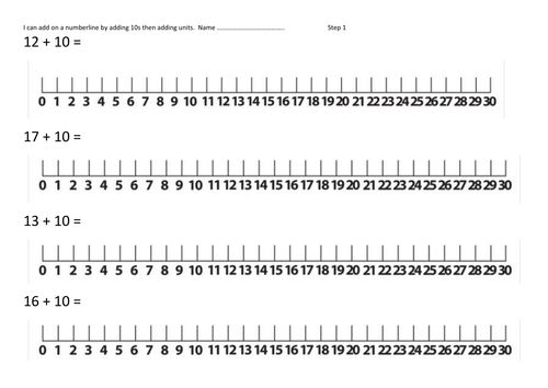 Adding on a numberline by partitioning differentiated KS1