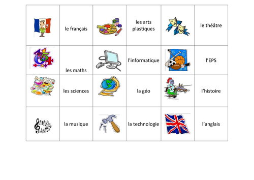 Studio 1 Module 2 School Subjects Matching Game