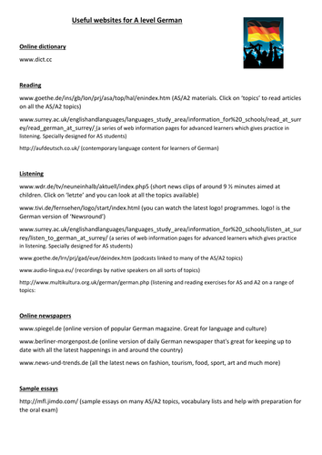 Useful websites for A level German