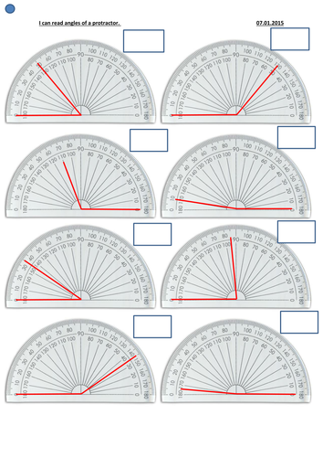 Reading An Angle On A Protractor Differentiated Teaching Resources