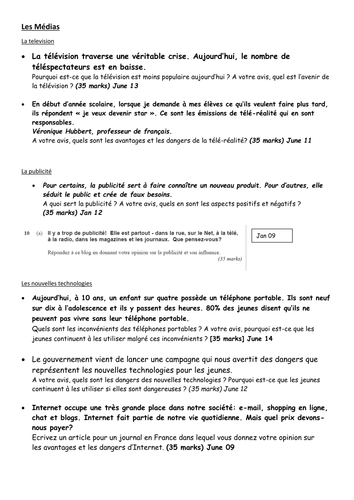 Gcse french writing questions image