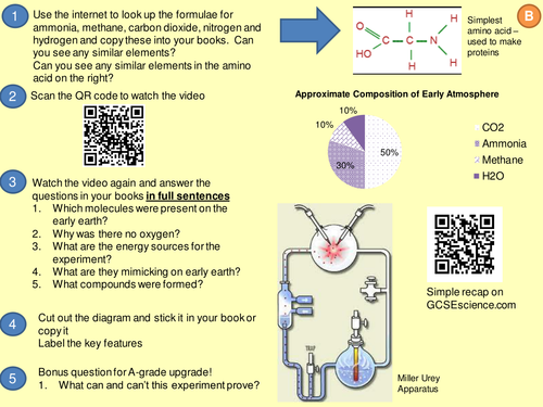 Miller-Urey differentiated class task