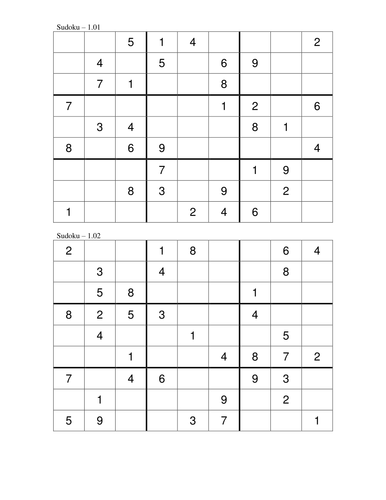 basic sudoku grids teaching resources