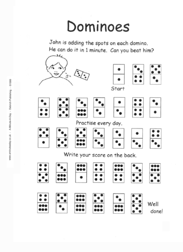A-Minute-A-Day Maths 'Dominoes' counting up to 12