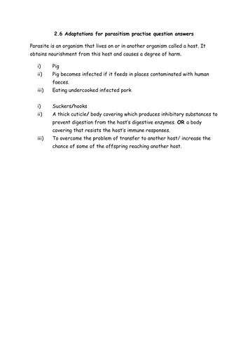 WJEC Adaptations for Parasitism
