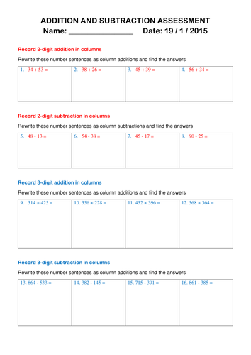 Addition and Subtraction