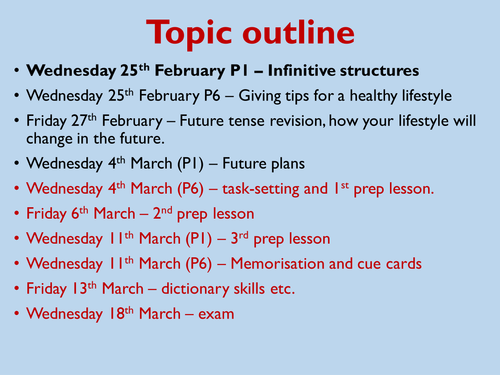 Healthy Living - KS4 - 6 week topic leading to controlled assessment