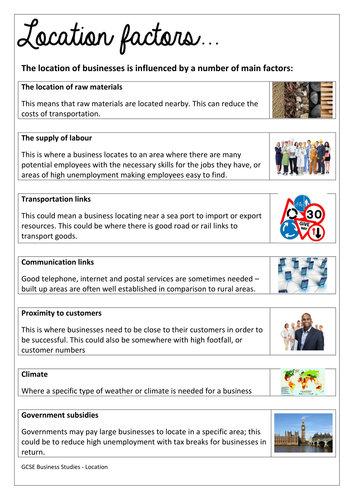 Location Factors GCSE