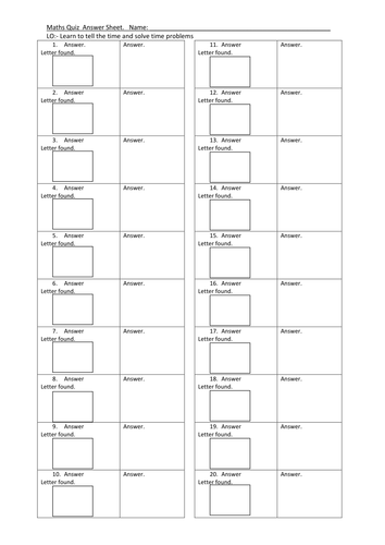 Treasure Hunt - Time facts and reading time  