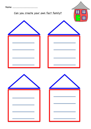 number fact family house blank teaching resources