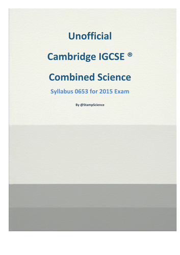 0653 Cambridge IGCSE Combined Sciences Revision Guide 2015