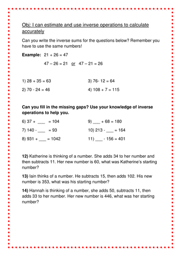 inverse operations year 4 teaching resources