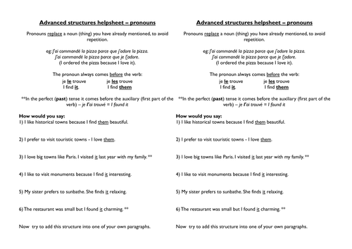 GCSE advanced structures for middle ability pupils 