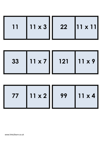 Sample of a wide range of 11 times table games and activities