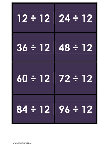sample 12 times table games and activities