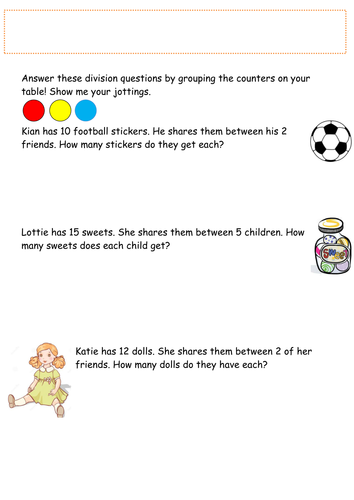 year 2 differentiated division word problems teaching resources