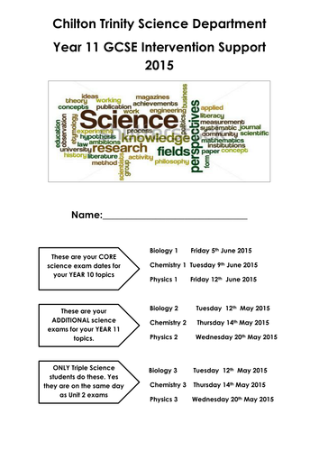 Intervention booklets for AQA GCSE Science