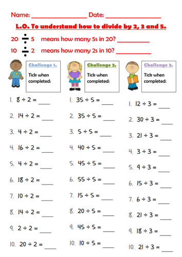Year 2 - Dividing By 2, 5 And 3 | Teaching Resources