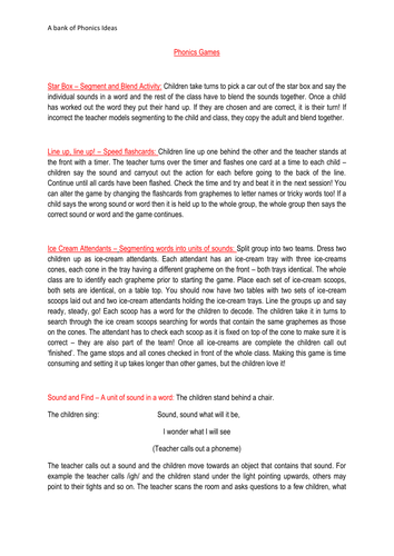 Phonics Game Ideas
