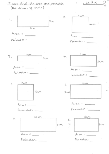 for 4 on grade math worksheets area perimeter and Finding area and rectangles squares perimeter of the and