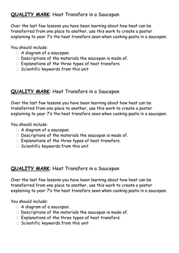 Heat Transfers Quality Mark Assessment (TASK ONLY)