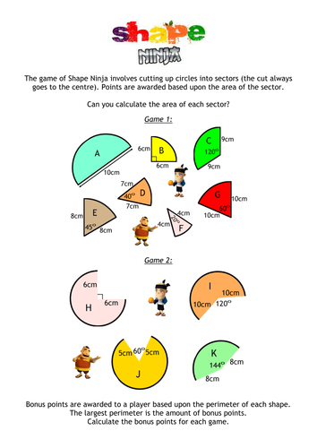 Shape Ninja - Arcs and Sectors (Area and Perimeter)