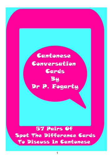 57 Cantonese Setting Cards For Conversation Practice