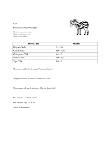 time worksheets and planning for year 2 teaching resources