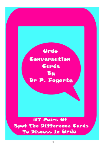 57 Urdu Setting Cards For Conversation Practice