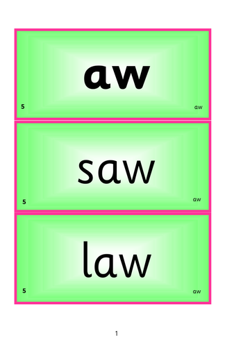 Phase 5: aw grapheme -  selection of activities and presentation