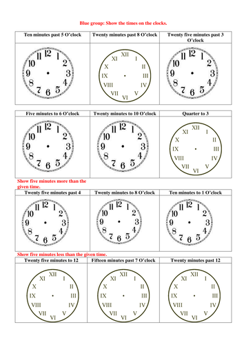 Analogue time: numbers 1-12 and roman numerals