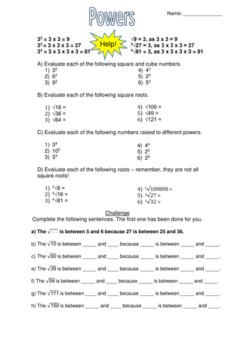 Worksheet Squares And Cubes Worksheet square cube numbers multilink investigation by captainloui worksheet powers extension docx
