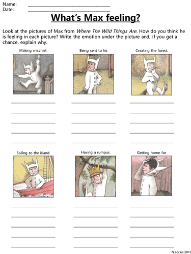 Where The Wild Things Are Worksheet - What's Max Feeling?