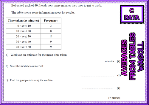 GCSE Mathematics Grade C Handling data revision cards