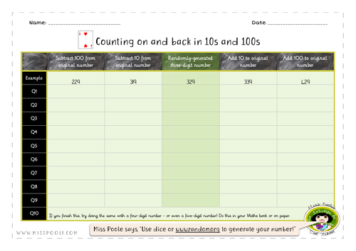 Counting On And Back in 10s, 100s, 1000s by juniperpuddle - Teaching