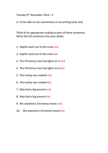 Connectives (and, but and because)