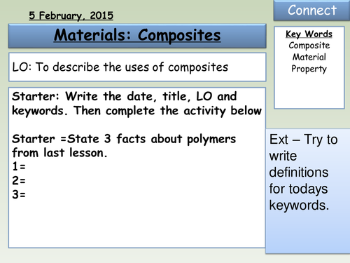  KS3 Ceramics, Polymers and Composites Lessons