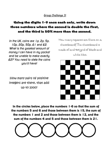 More Maths Group Challenges