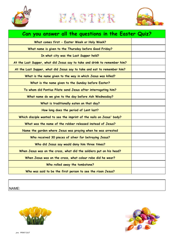 Easter quiz by publicsecondary teaching resources