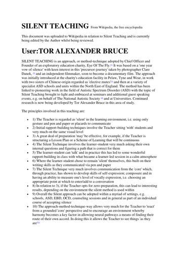 SILENT TEACHING WITH ADDED DESCRIPTORS AND REFERENCES