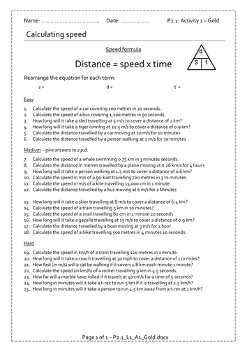 AQA P2.1 - Speed, distance and time