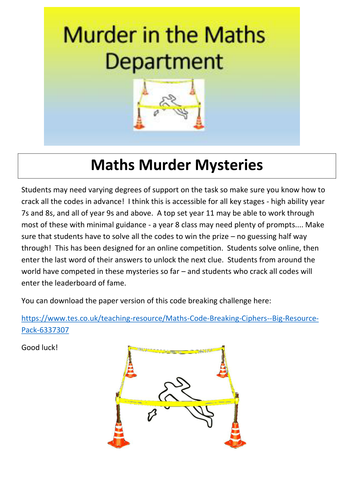 Maths Murder Mystery Code Breaking 2