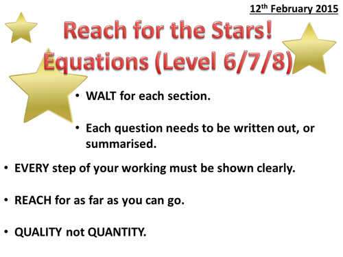 Equations Ladder Activity (5 Levels Summary)