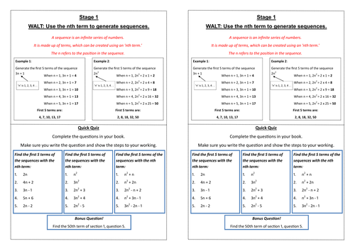 Nth Term Ladder Activity (5 Levels Differentiated)
