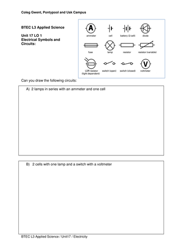 Circuit Diagram Worksheet by bur00917 | Teaching Resources